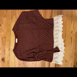 Sweater polka dot burgandy
